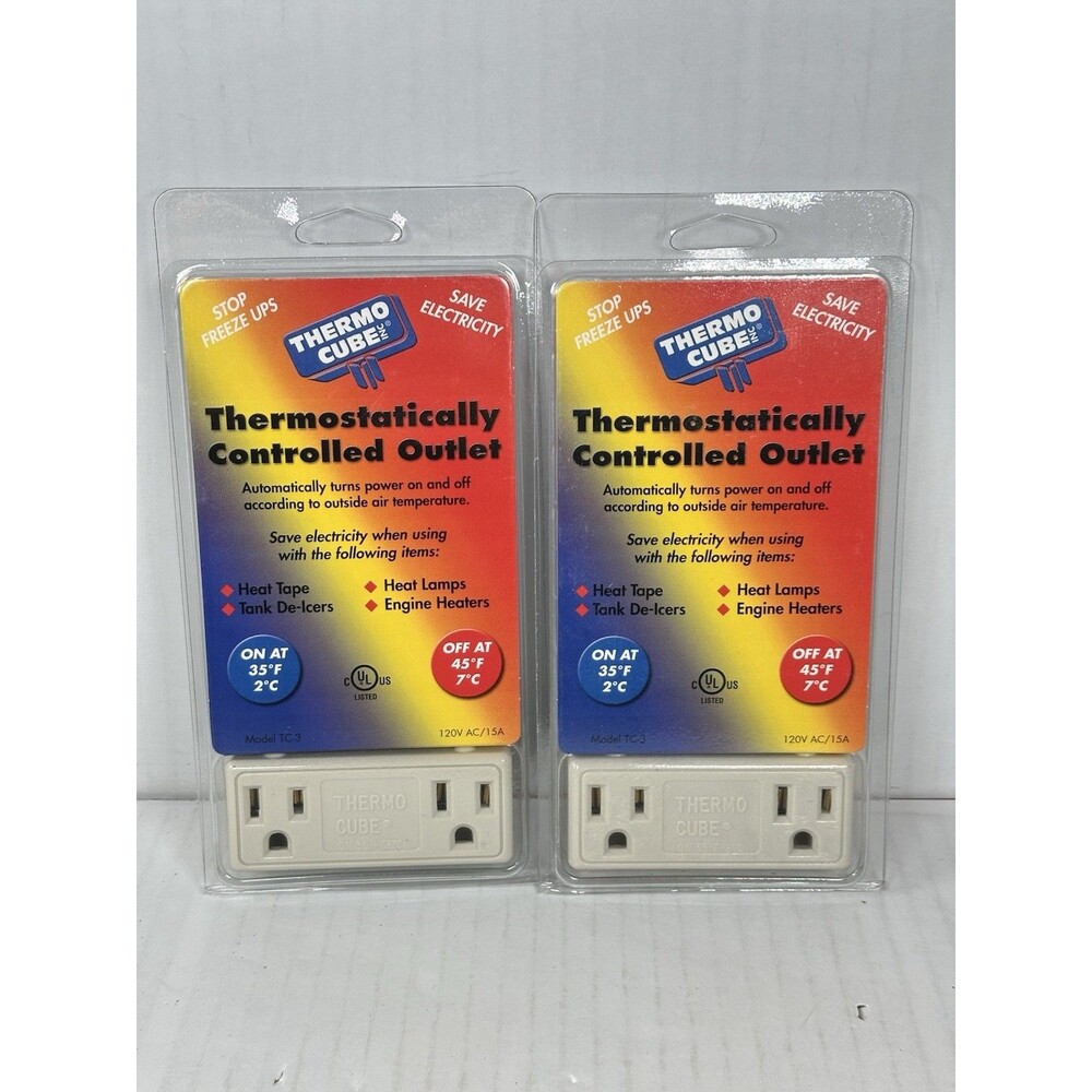 Farm Innovators Thermo Cube TC-3 Thermostatically Controlled Power Outlet 2 Lot